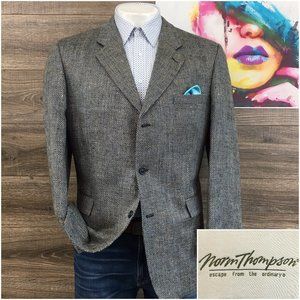Norm‎ Thompson Mens Blazer Sport Coat Casual Jacket Size 44R Vintage Silk Suit